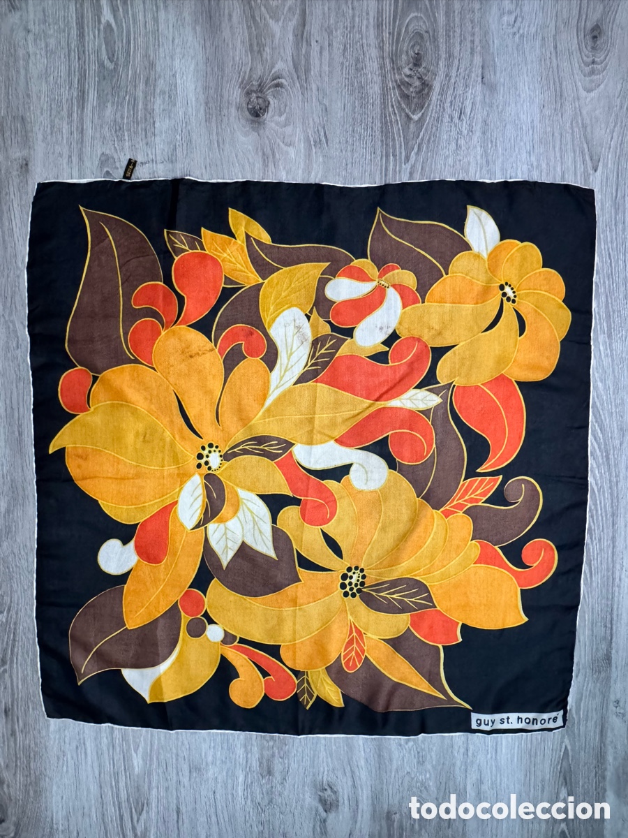 Antiquit&eacute;s: ANTIGUO PA&Ntilde;UELO DE SEDA VINTAGE DI&Aacute;METRO 74cm x 74cm