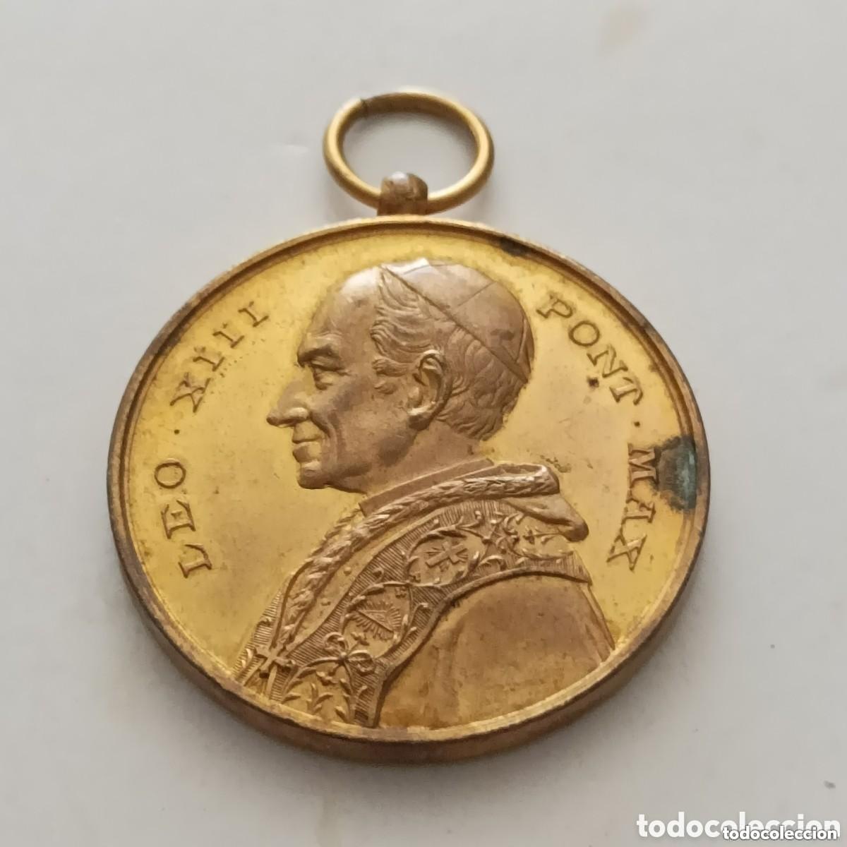 Antiguidades: Medalla metal Leo XIII. Pont Max / Canonizzazione Roma 1897. S. Pietro Fourier. S. Anton M. Zaccaria
