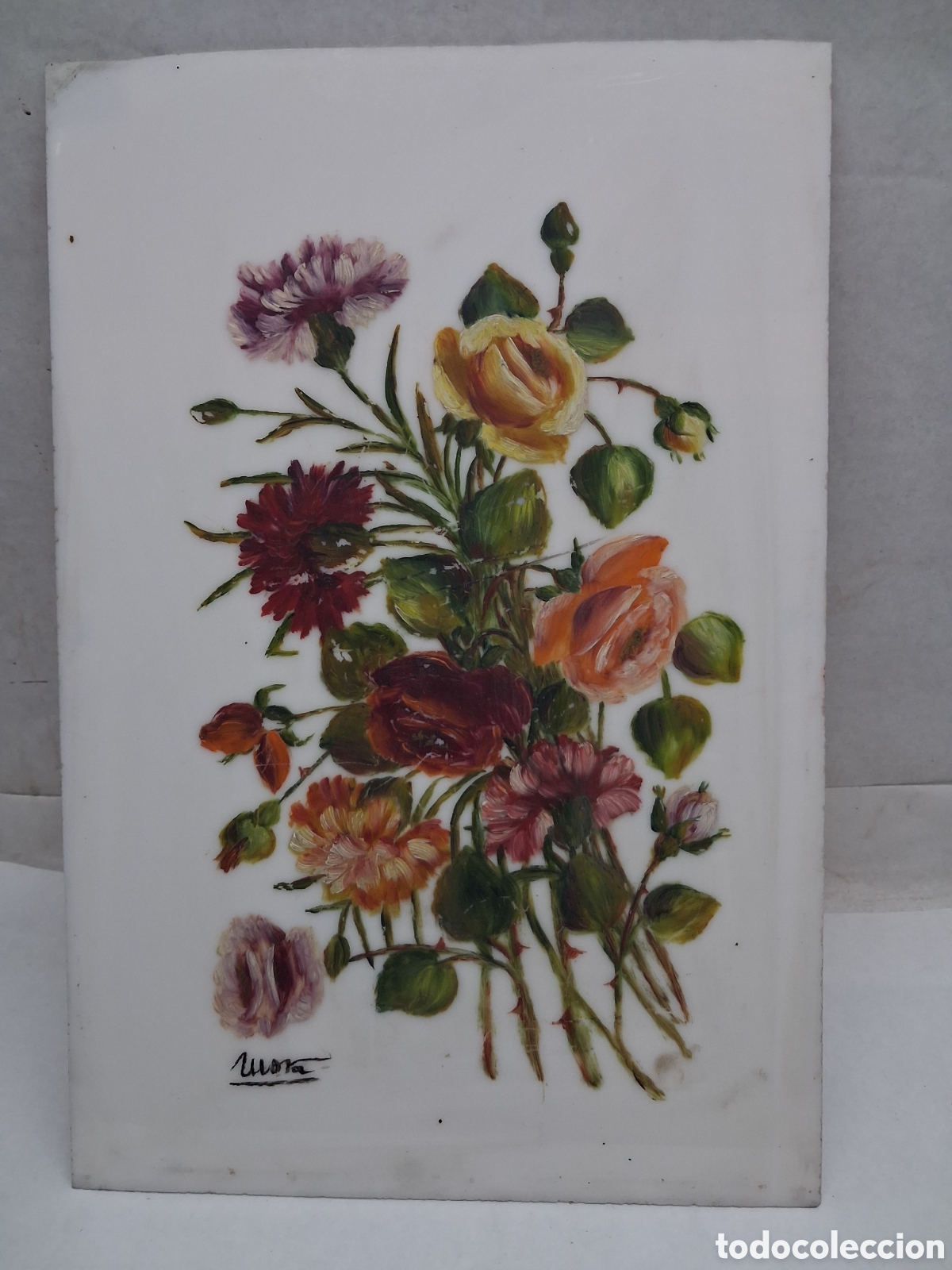 Antig&uuml;edades: Pintura flores firmado