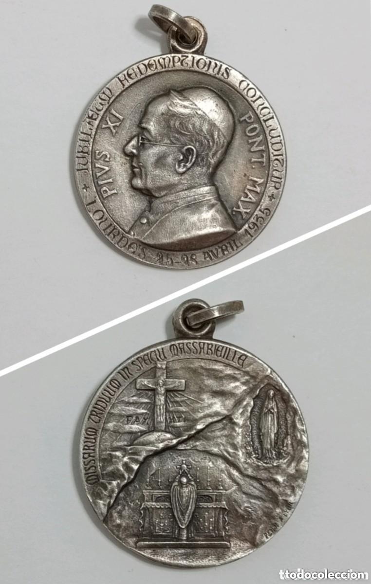 Antiques: ANTIGUA MEDALLA RELIGIOSA VATICANO. PIO PIUS XI PONT. MAX. LOURDES 1935. FIRMADO PENIN, LYON