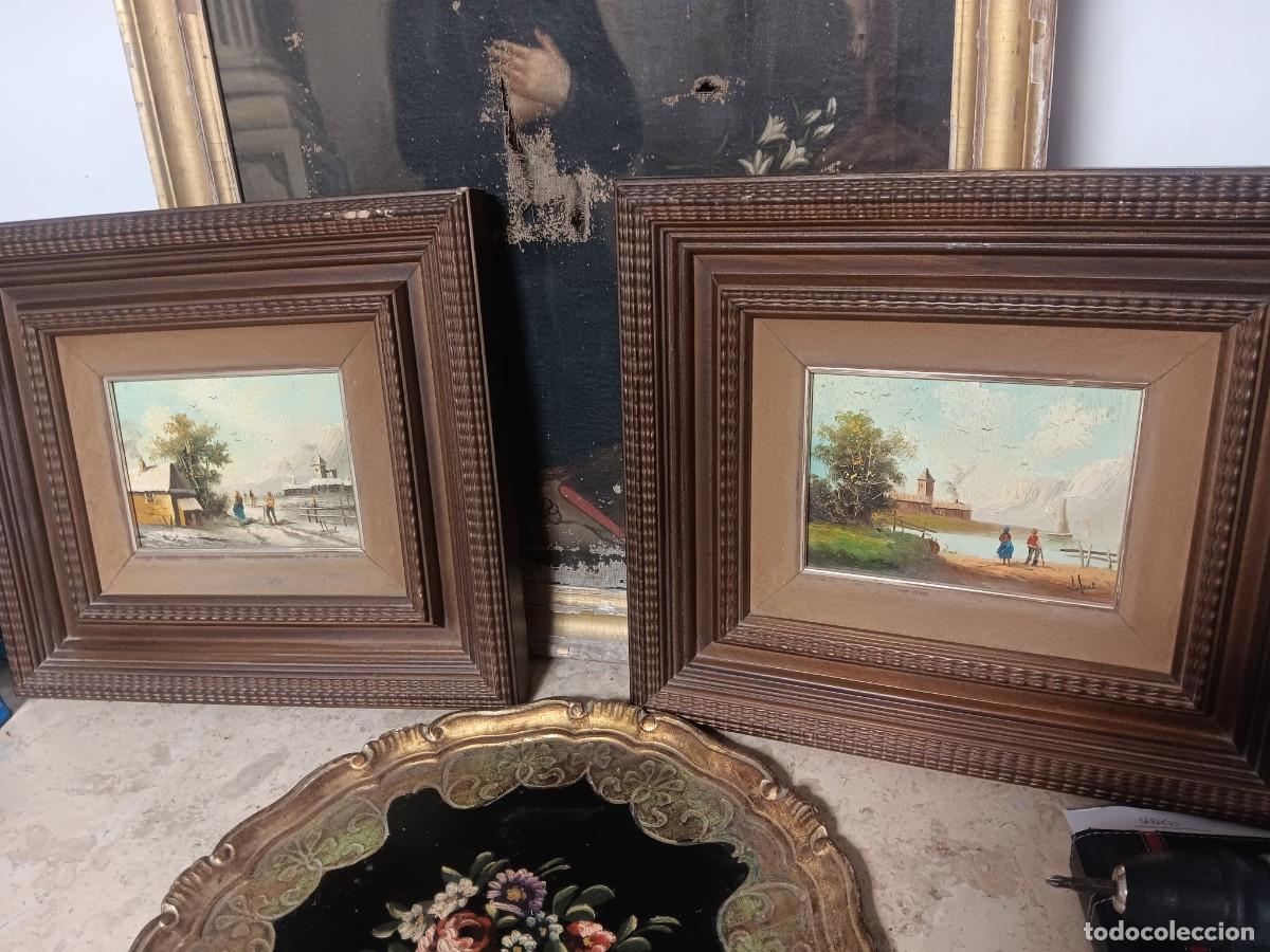 Antig&uuml;edades: Oleo sobre cobre firmado