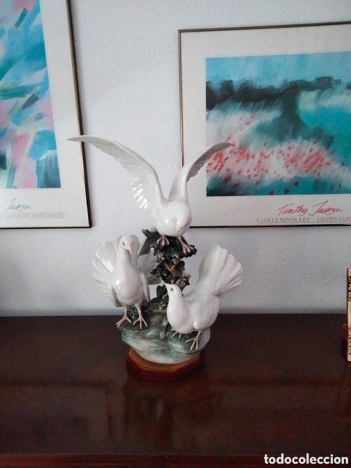 Antig&uuml;edades: Figura de tres palomas de porcelana de Lladro
