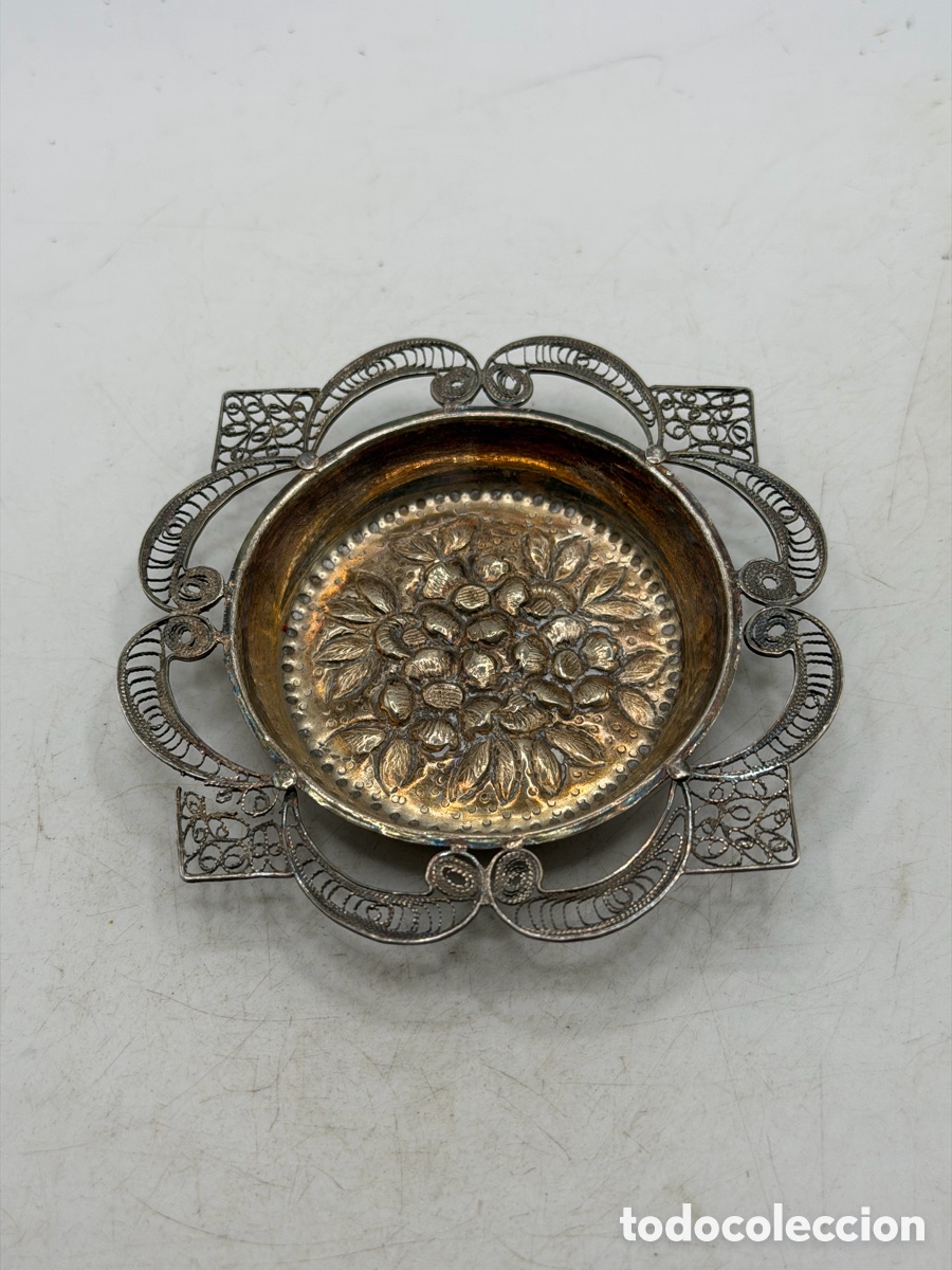 Antig&uuml;edades: Antiguo Plato de Filigranas de Plata