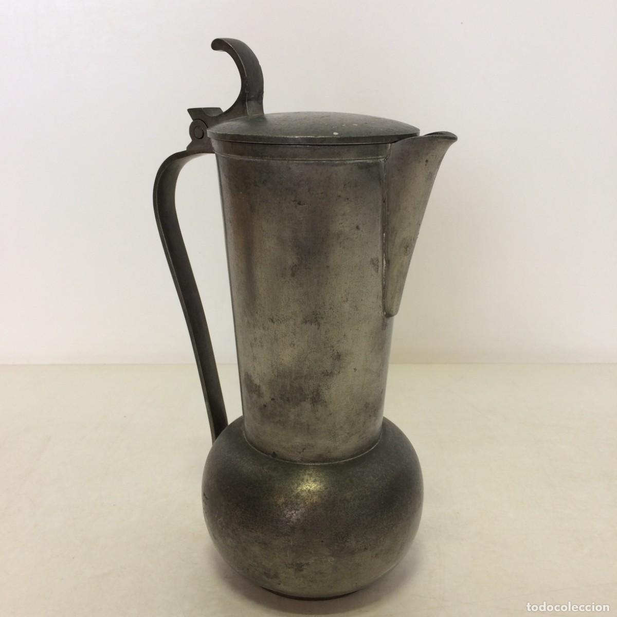 Antiguidades: Hogar: Antigua Jarra Metalica - Sello ASN (20,5cm)