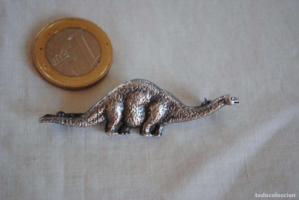 Antig&uuml;edades: BROCHE ANTIGUO DE PLATA EN FORMA DE DINOSAURIO