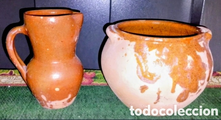 Antig&uuml;edades: A&Ntilde;OS 40 BARRO: JARRA + CUENCO ambos EN NORMAL ESTADO (se&ntilde;ales de uso y del paso del tiempo normales)