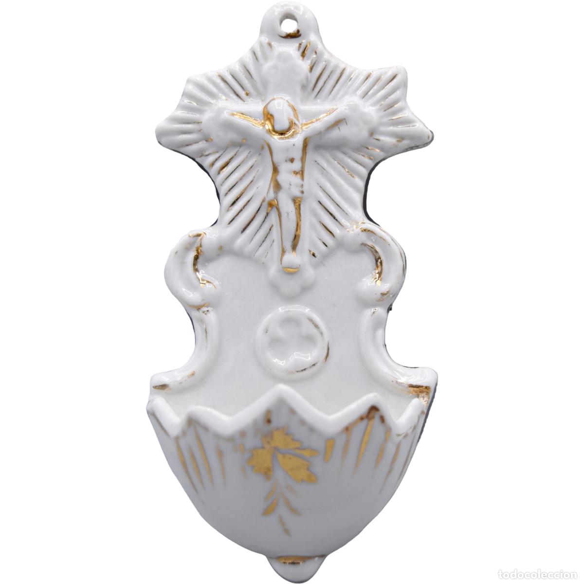 Antig&uuml;edades: Benditera antigua de porcelana