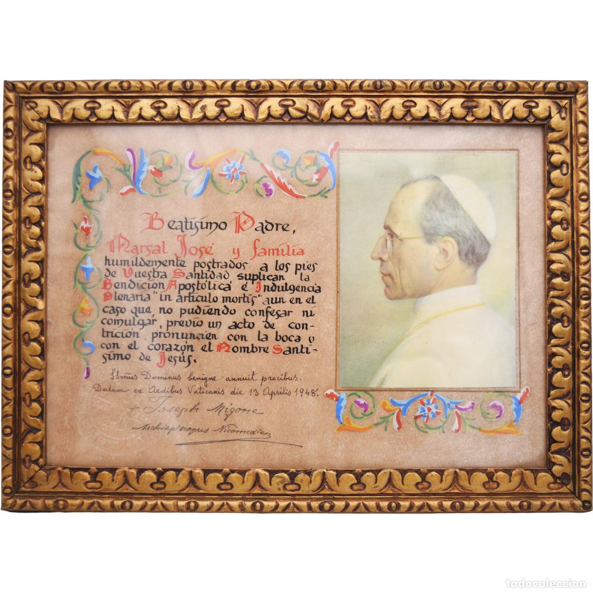 Antiques: CONCESI&Oacute;N DE INDULGENCIAS. PIO XII. MANUSCRITO SOBRE PAPEL. ROMA. 1948