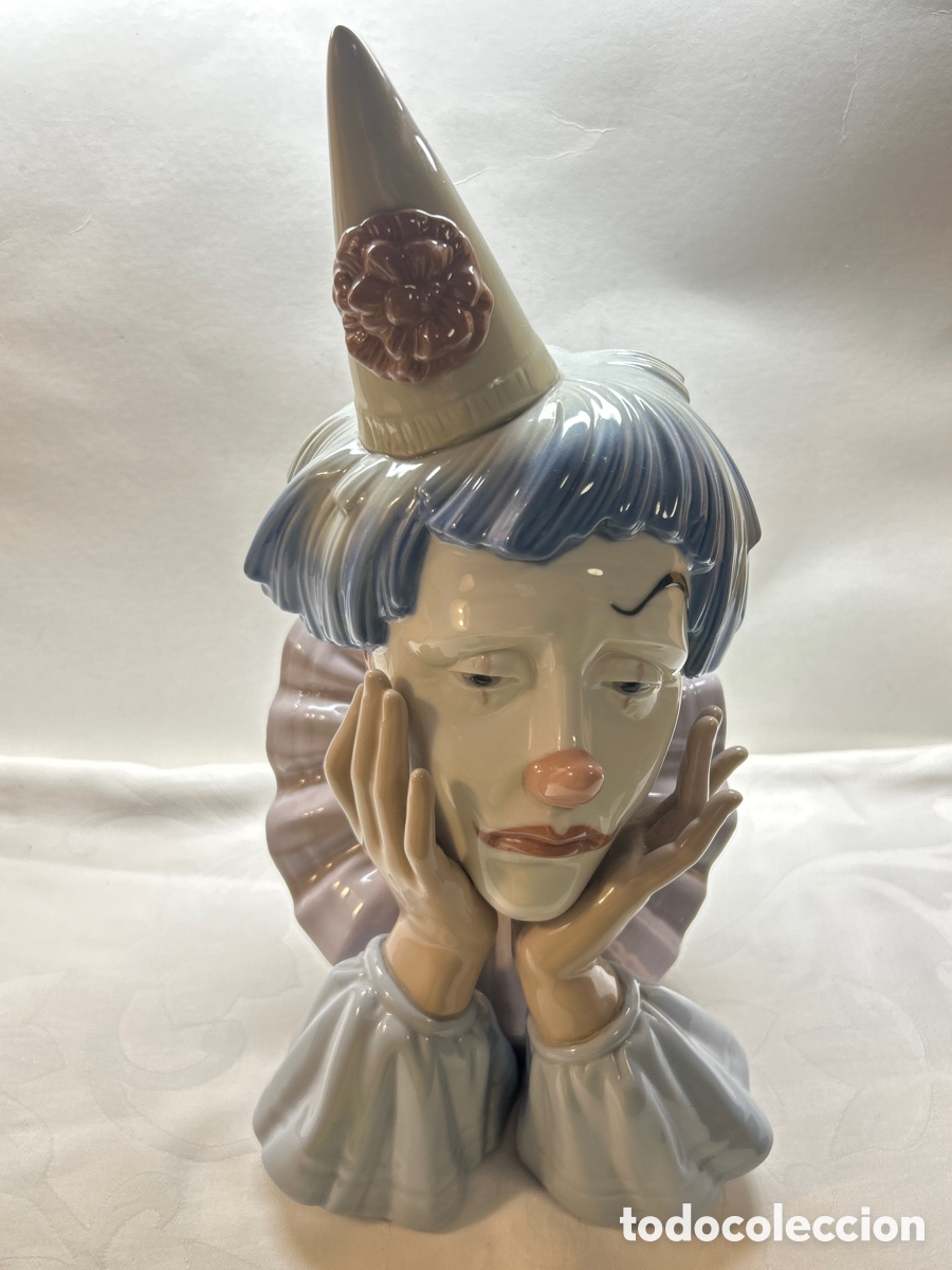 Antiques: Figura de porcelana Lladr&oacute; Cabeza Payaso Cucurucho (Jester)