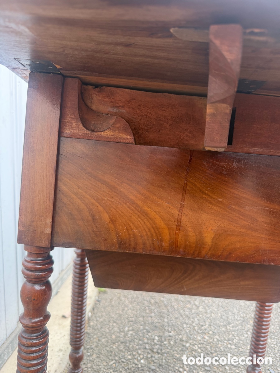 Antig&uuml;edades: Mesa costurero antigua caoba S.XIX - Foto 8