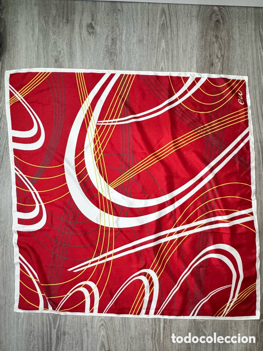 Oggetti Antichi: ANTIGUO PA&Ntilde;UELO DE SEDA VINTAGE DI&Aacute;METRO 90cm x 90cm