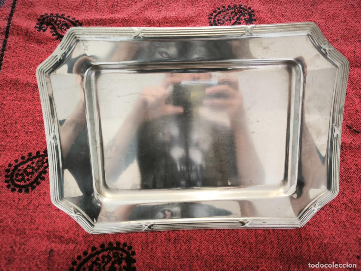Antiquit&eacute;s: Antigua Bandeja Rectangular Plateada De Servir Estilo Art D&eacute;co 41 Cm