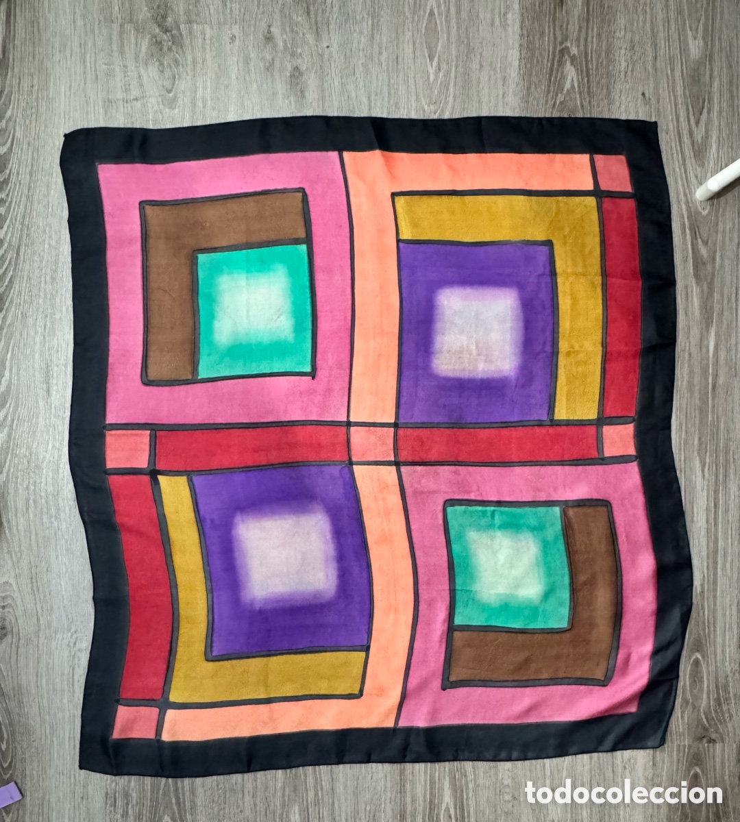Antiquit&auml;ten: ANTIGUO PA&Ntilde;UELO DE SEDA VINTAGE DI&Aacute;METRO 91cm x 85cm