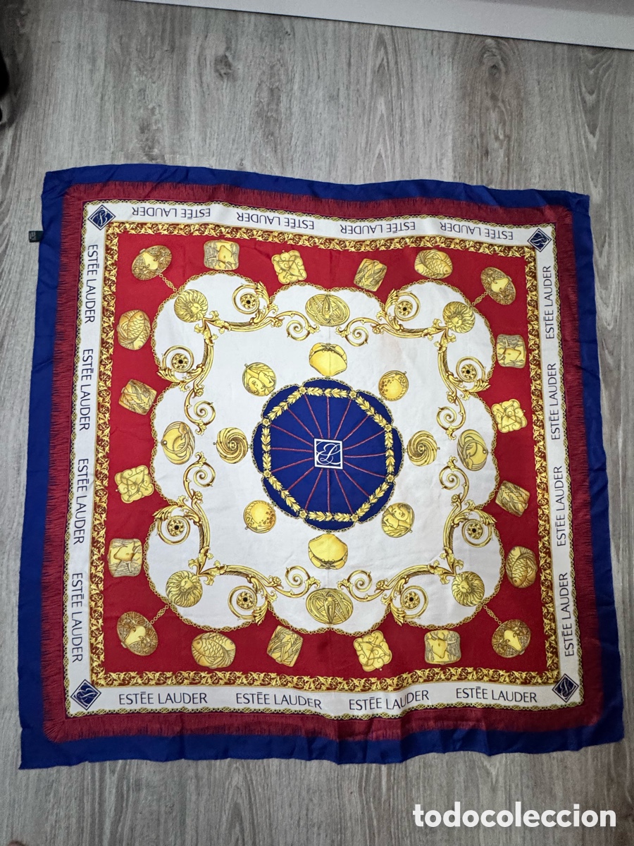 Antiques: ANTIGUO PA&Ntilde;UELO DE SEDA VINTAGE DI&Aacute;METRO 89cm x 89cm