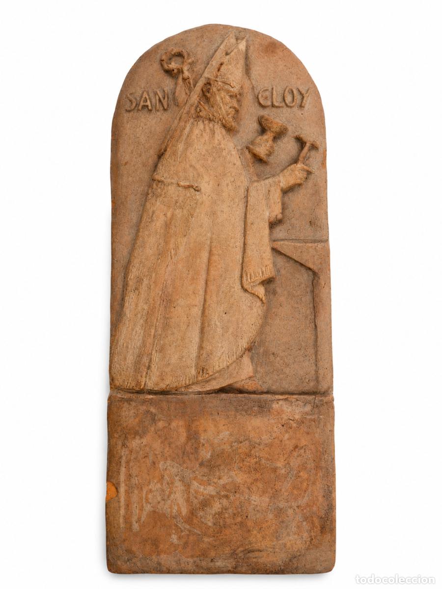 Oggetti Antichi: Placa de Terracota de San Eloy, Obispo, Orfebre y Acu&ntilde;ador - Patr&oacute;n de los Joyeros, Plateros