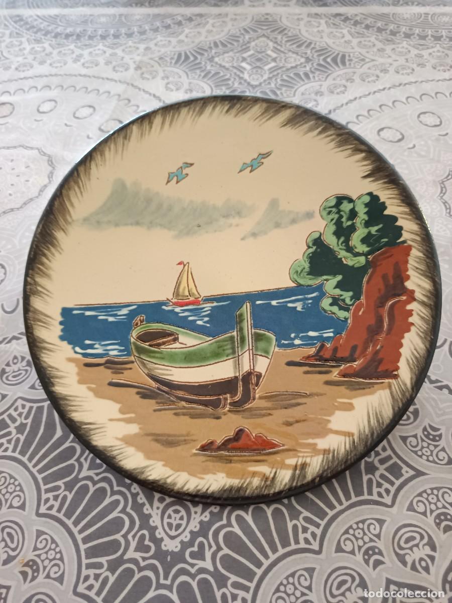 Antig&uuml;edades: Plato decorativo con paisaje marino