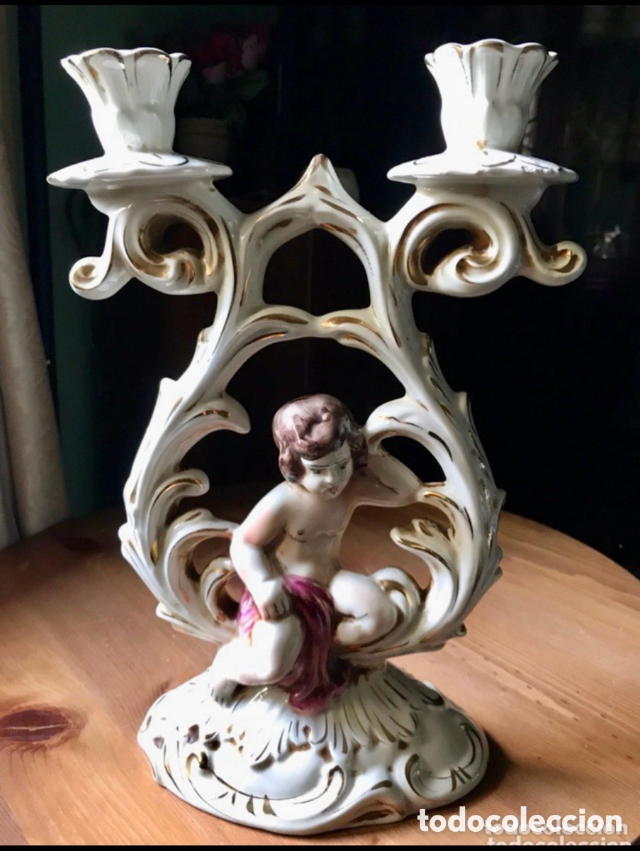 Antig&uuml;edades: CANDELABRO CAPODIMONTE ANTIGUO 31 x 17 cm