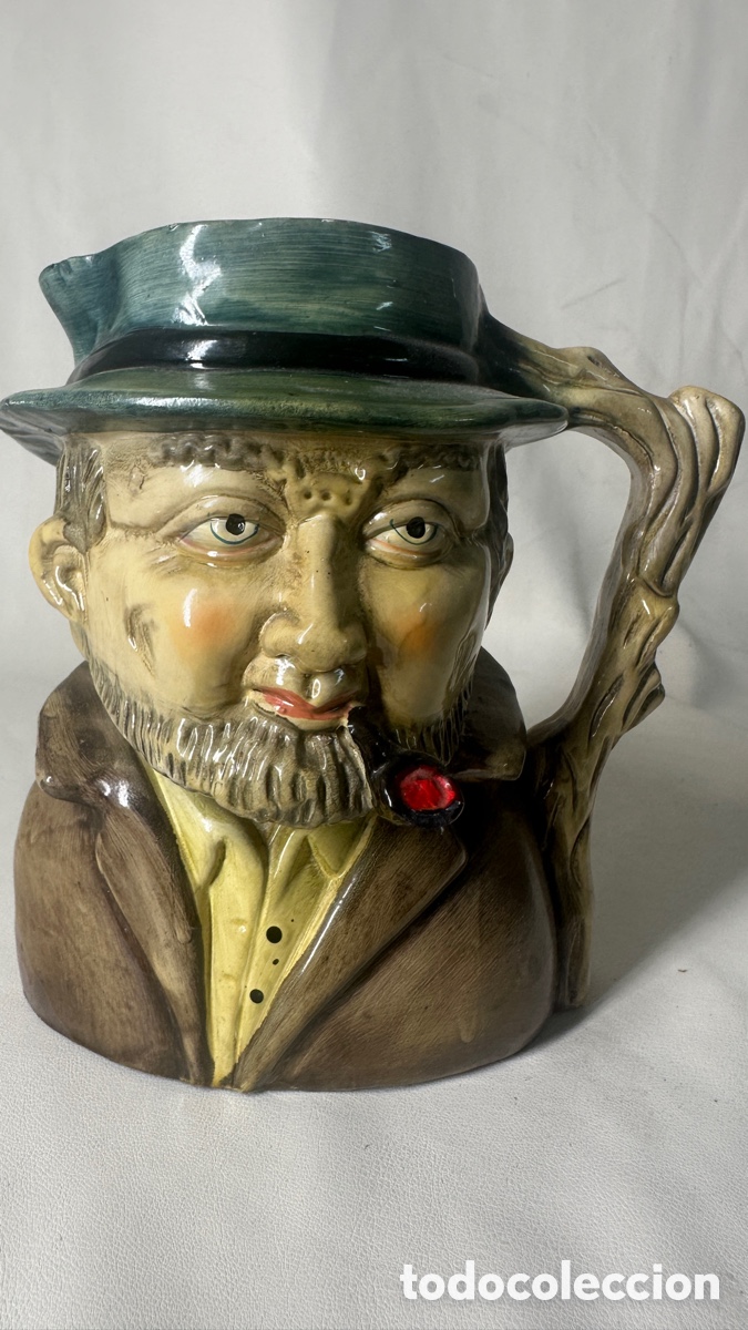 Antig&uuml;edades: Jarra inglesa de ceramica, pintada a mano
