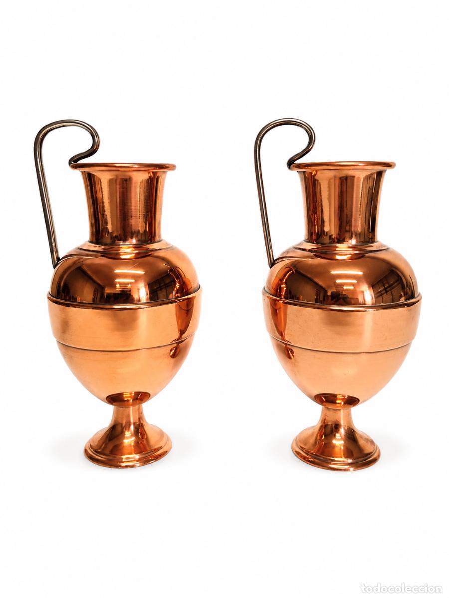 Antiques: Pareja de Jarrones Liturgicos, Anforas - Vasijas de Cobre