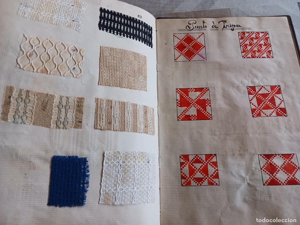 Oggetti Antichi: CURIOSA LIBRETA CON MUESTRAS DE TEJIDO DE 1933-34, TEORIA DEL TEIXIT, ESCUELA INDUSTRIAL DE SABADELL