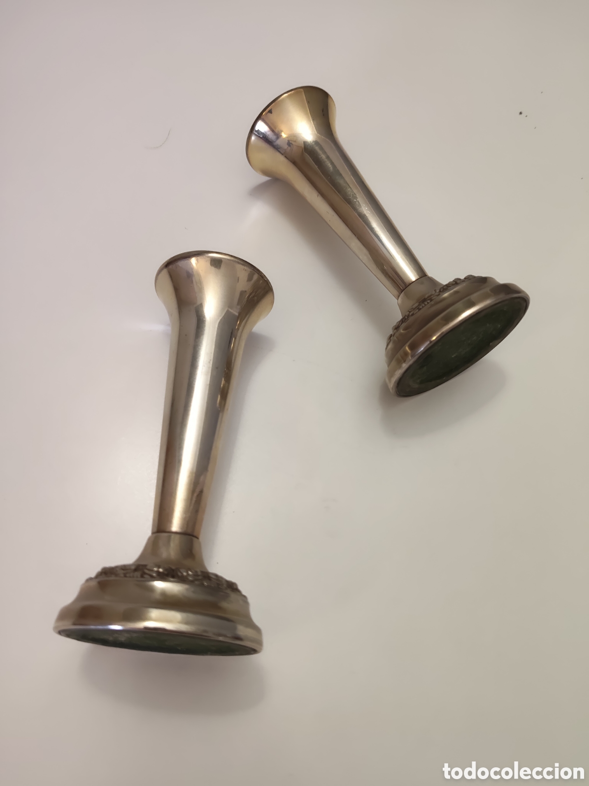 Antiques: Pareja porta velas antiguas made in England ianthe silverplate