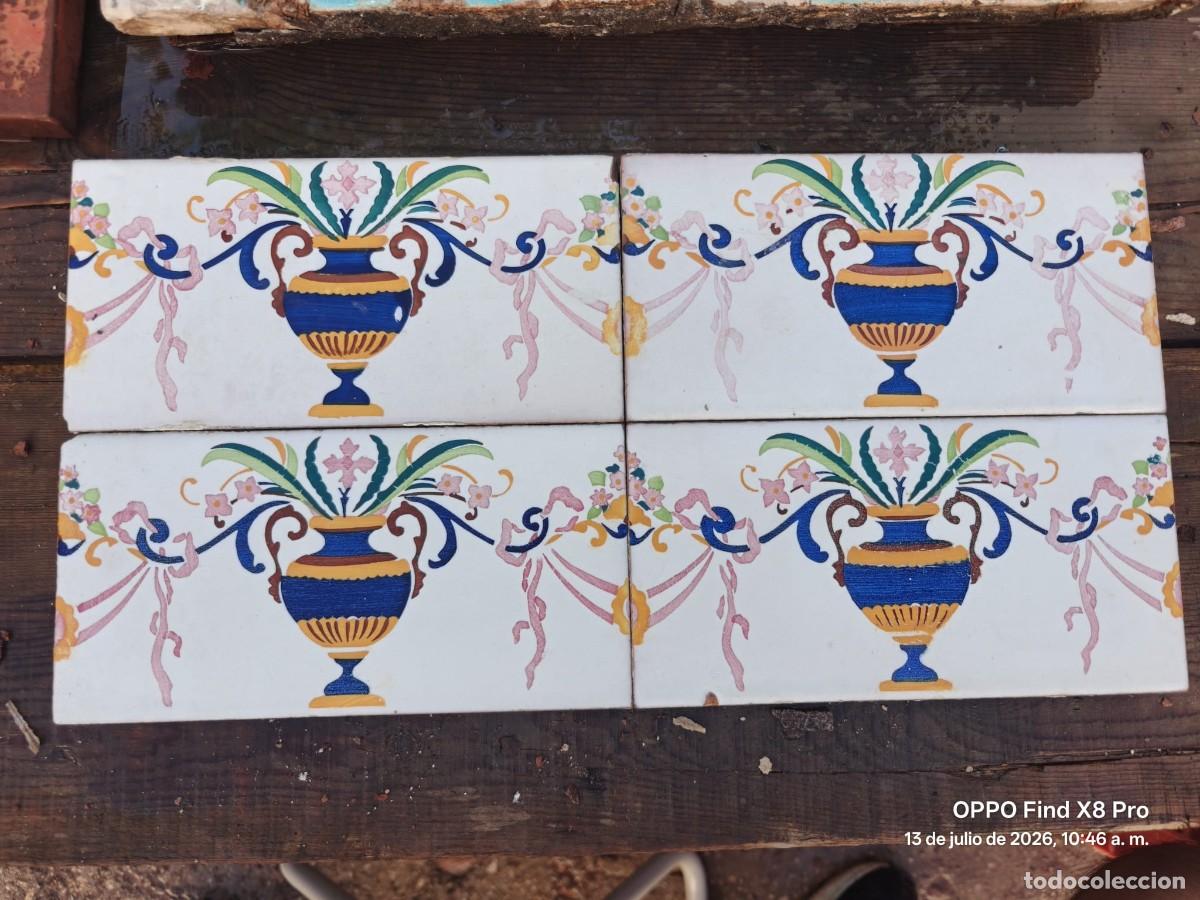 Antig&uuml;edades: PANEL AZULEJOS ANTIGUOS DE MANISES PARA COLGAR DE 40 CMS. DE ALTO X 20 CMS. DE ANCHO