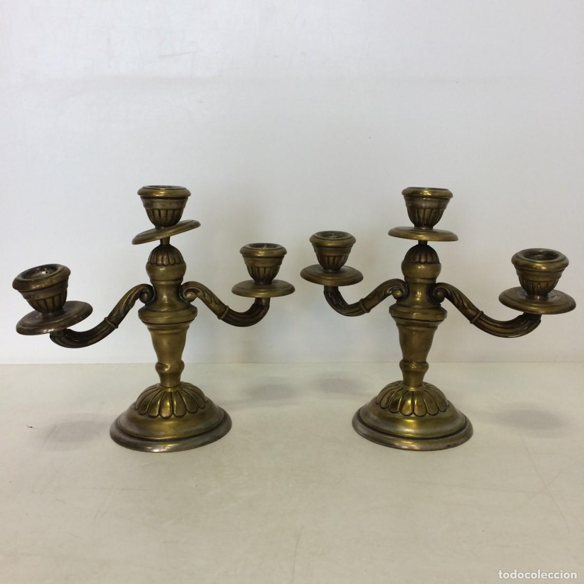 Antig&uuml;edades: Lote de 2 Candelabros Metalicos Vintage