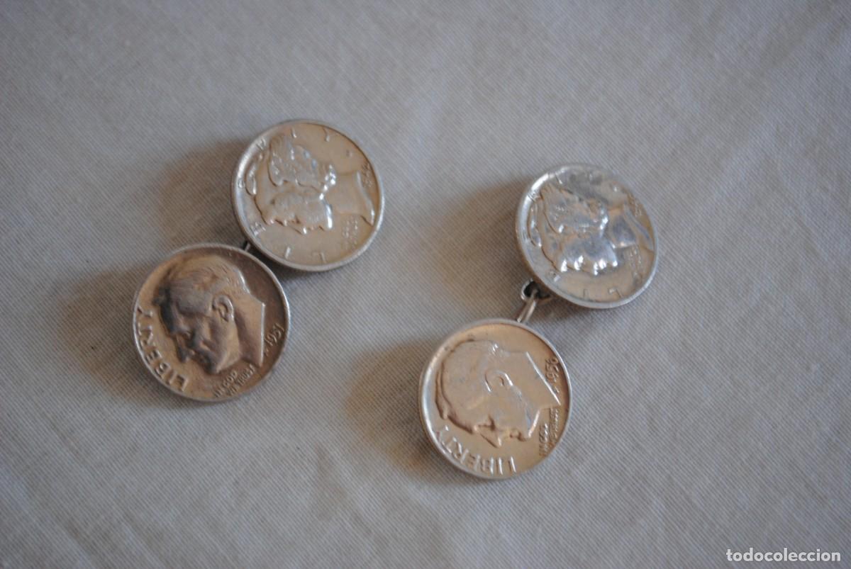 Antig&uuml;edades: GEMELOS DE PLATA FABRICADO CON MONEDAS ESTADO UNIDOS