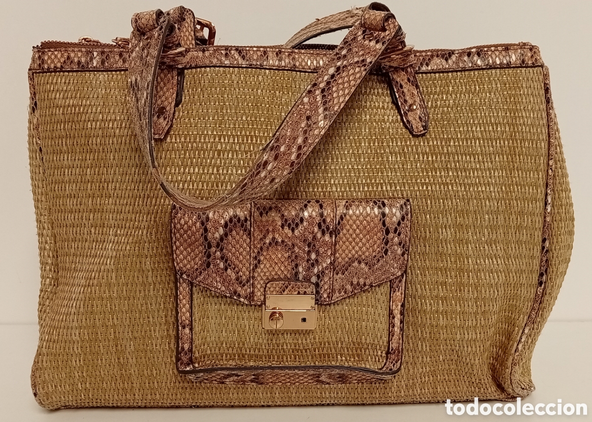 Antig&uuml;edades: .BOLSO DE MANO ESTANPADO CON PIEL DE SERPIENTE