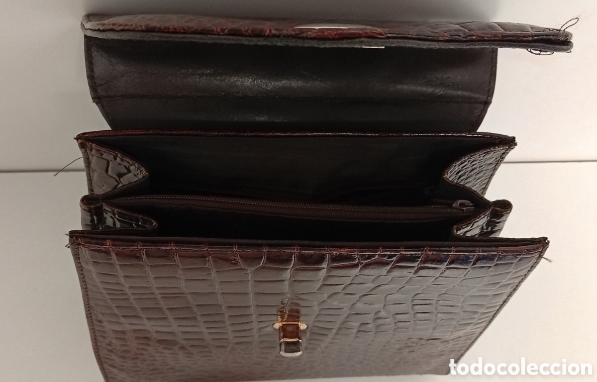Antig&uuml;edades: .BOLSO VINTAGE PIEL EFECTO COCODRILO - Foto 2