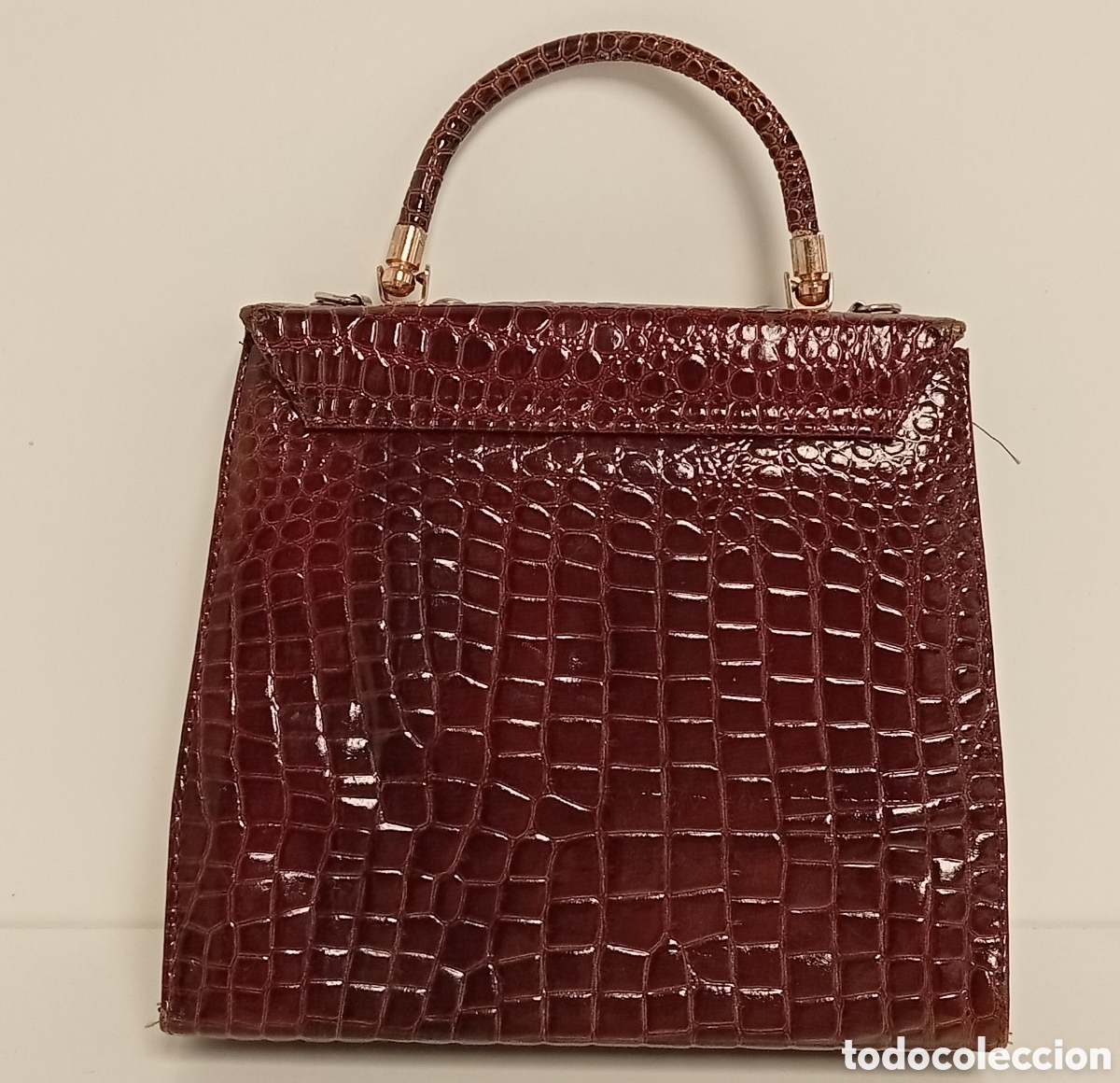 Antig&uuml;edades: .BOLSO VINTAGE PIEL EFECTO COCODRILO - Foto 4