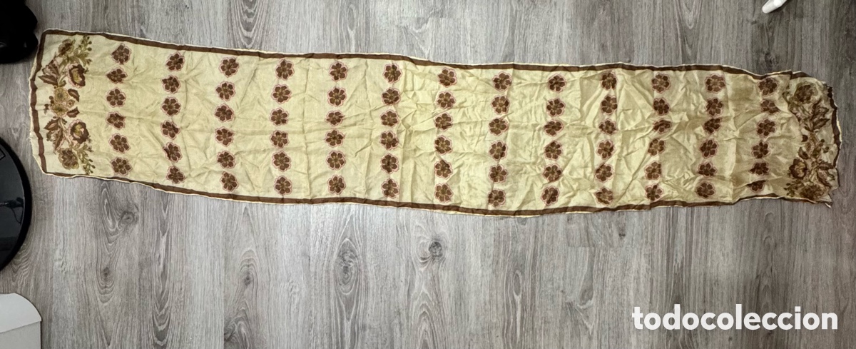 Oggetti Antichi: ANTIGUO PA&Ntilde;UELO DE SEDA VINTAGE DI&Aacute;METRO 170cm x 34cm