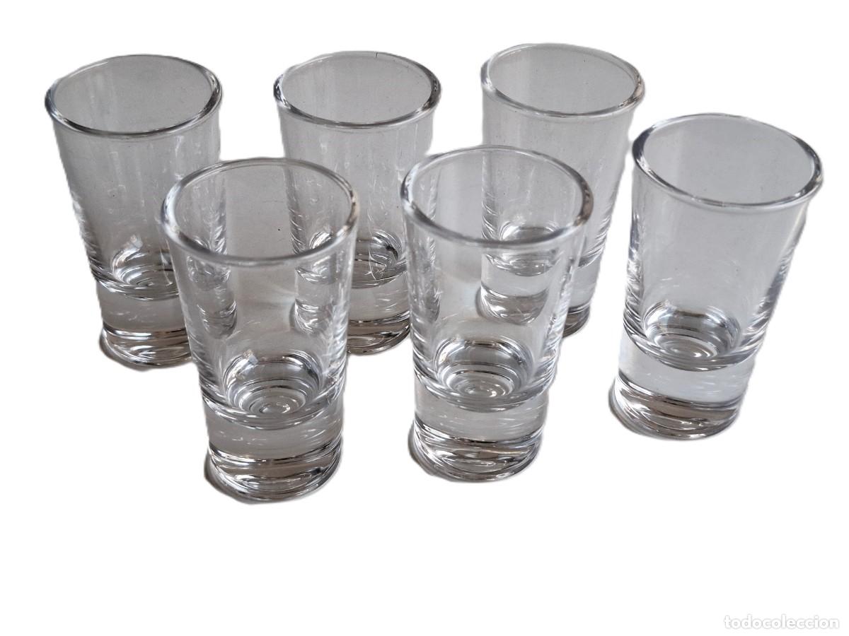 Antig&uuml;edades: 6 COPAS PARA CHUPITOS NUEVAS DE CRISTAL VIDRIO MUY GRUESO - 7.CM DE ALTO