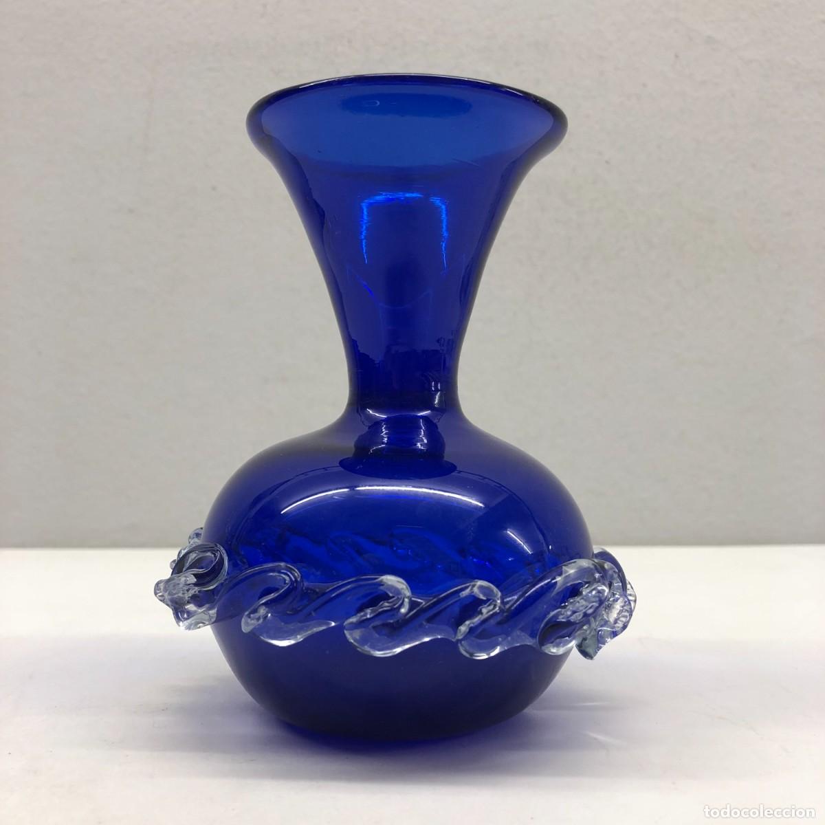 Antig&uuml;edades: PRECIOSO CENTRO DE MESA EN CRISTAL SOPLADO A MANO - AZUL - 14 CM / 557
