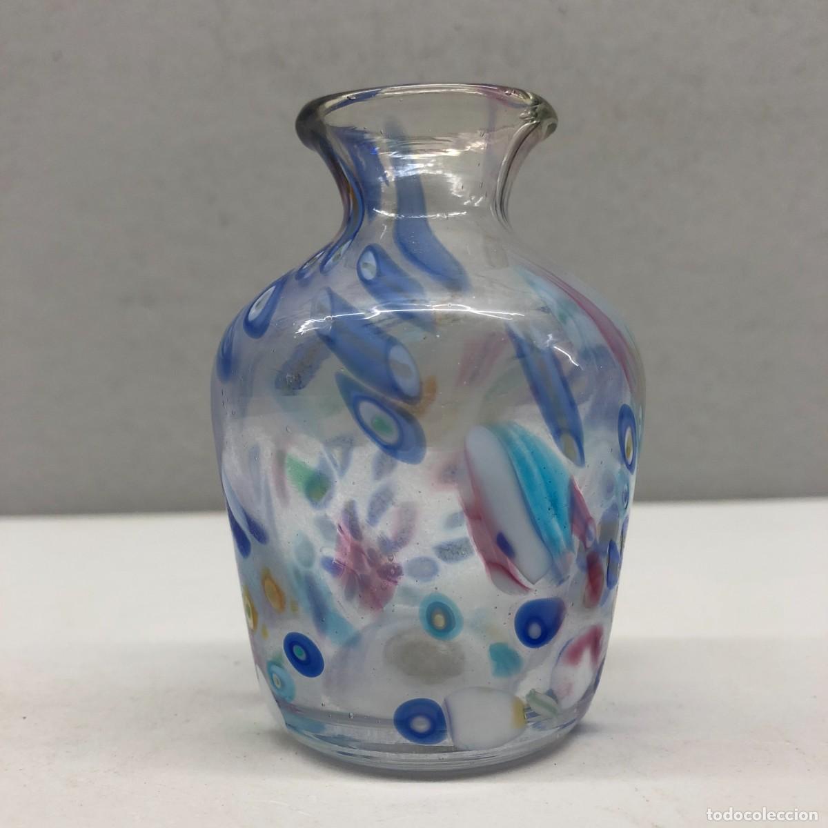 Antig&uuml;edades: PRECIOSA JARRITA EN CRISTAL SOPLADO - COLORES - PINTURA VIDRIADA - 9 CM - PERFUMERO / 564