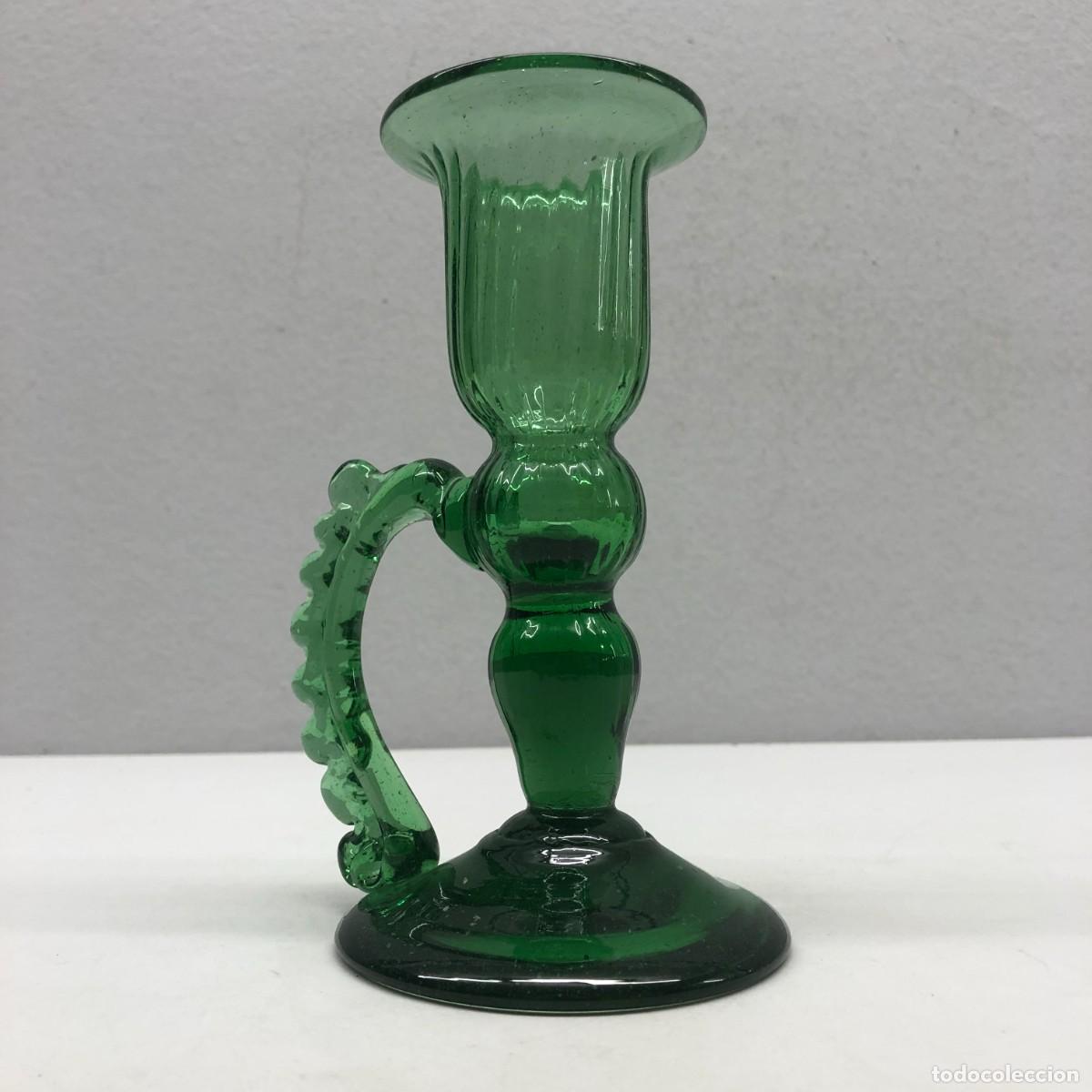 Antig&uuml;edades: PRECIOSO CANDIL HECHO EN CRISTAL SOPLADO MALLORQU&Iacute;N - VERDE - PIEZA DE MUSEO - 16 / 565