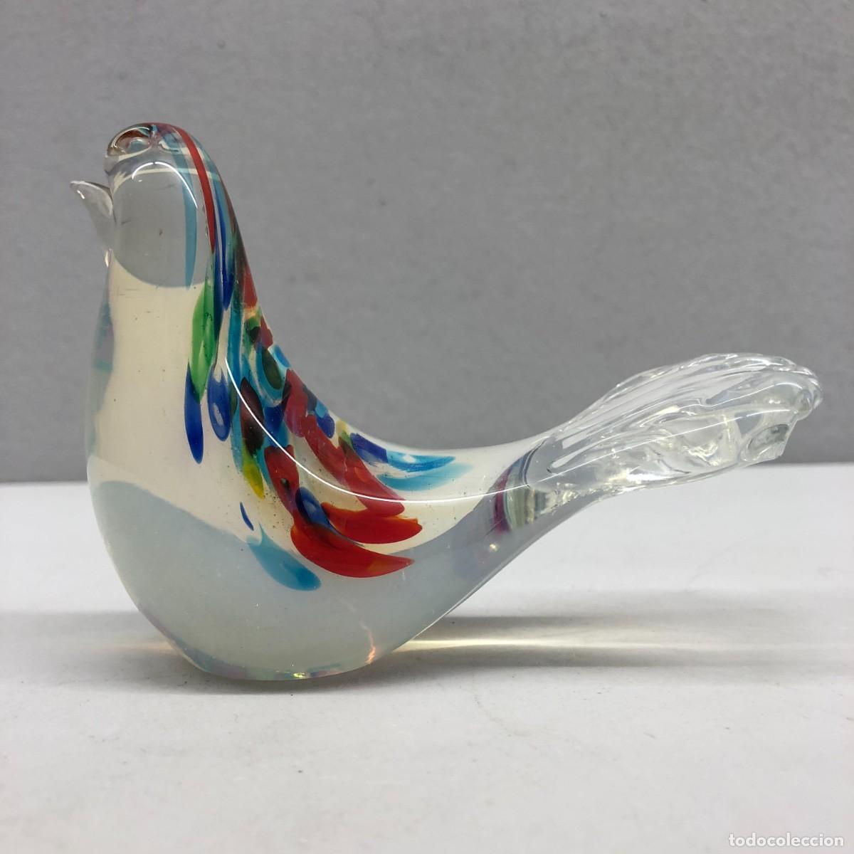 Antig&uuml;edades: PRECIOSO P&Aacute;JARO - AVE - PALOMA - EN CRISTAL DE MURANO DE COLORES - 13 X 9,5 CM / 567