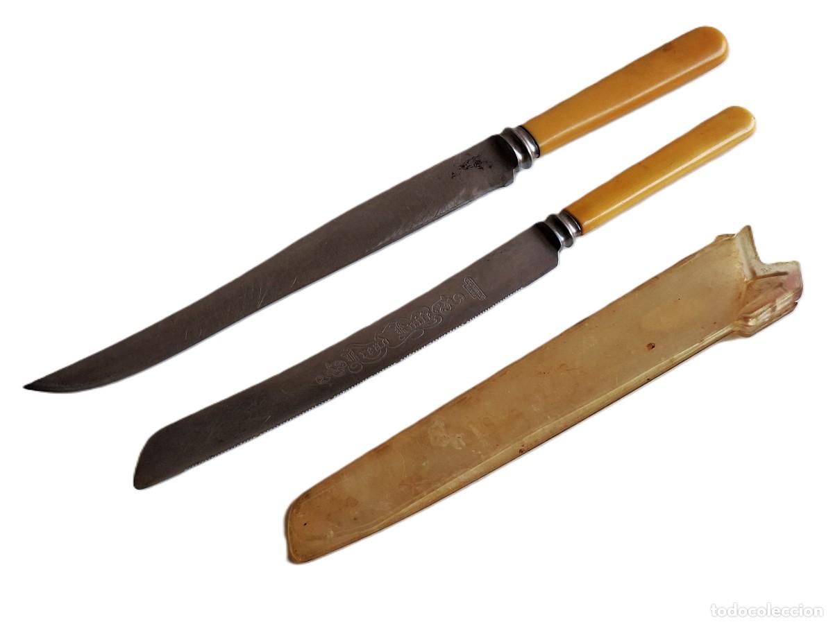 Antiques: 2 CUCHILLOS DE COCINA DE 32 Y 35.CM DE LARGO
