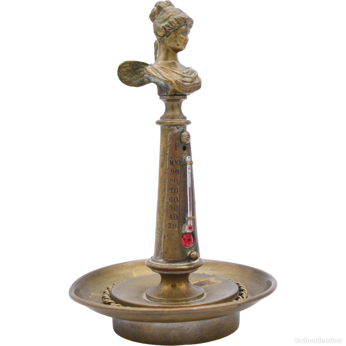 Antig&uuml;edades: Term&oacute;metro de sobremesa de bronce - Foto 2