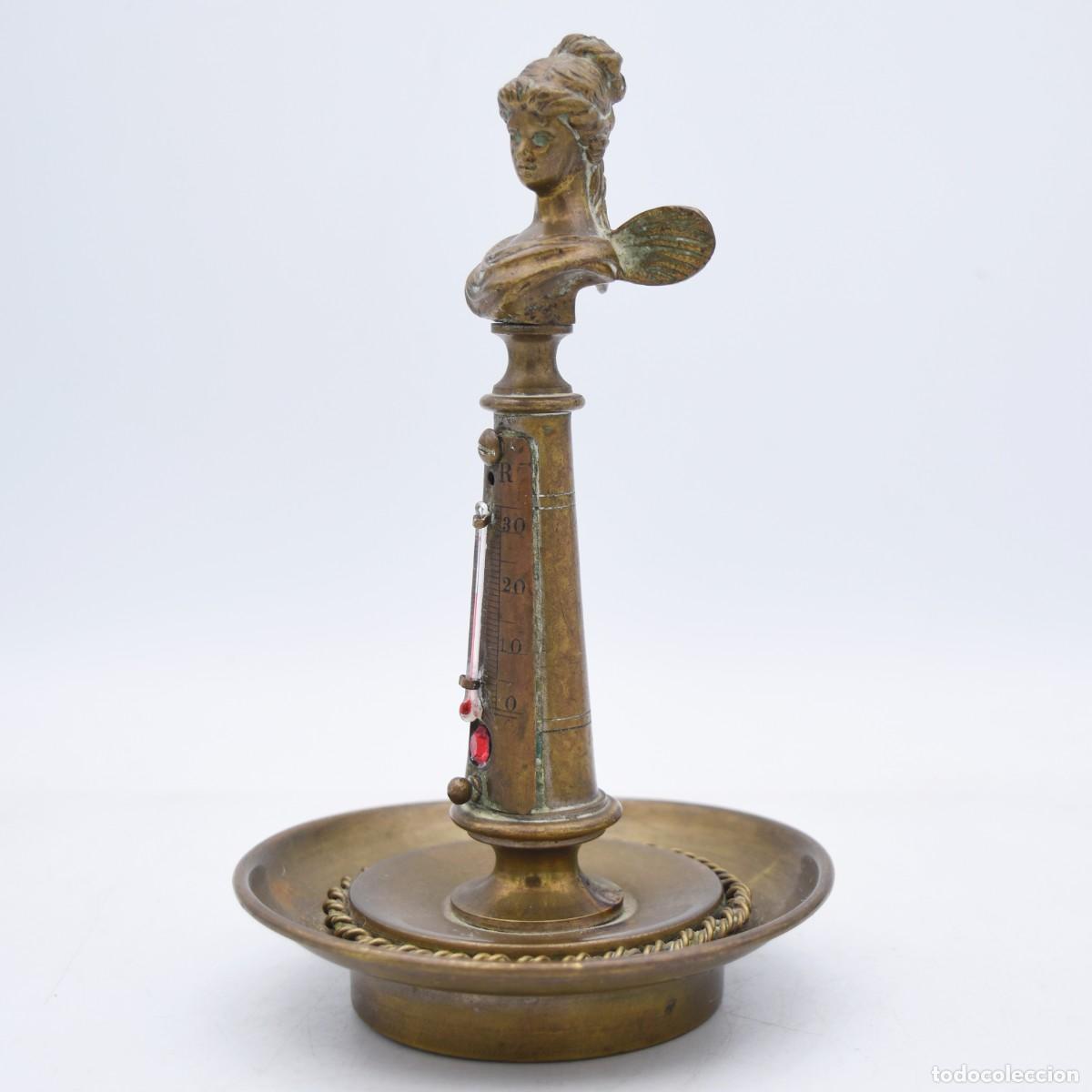 Antig&uuml;edades: Term&oacute;metro de sobremesa de bronce - Foto 8