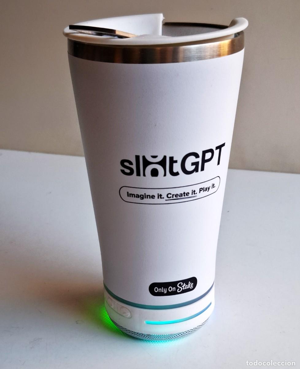Antiquit&eacute;s: VASO TERMICO DE METAL CON ALTAVOZ BLUETOOTH Y LUCES - 17.CM ALTO