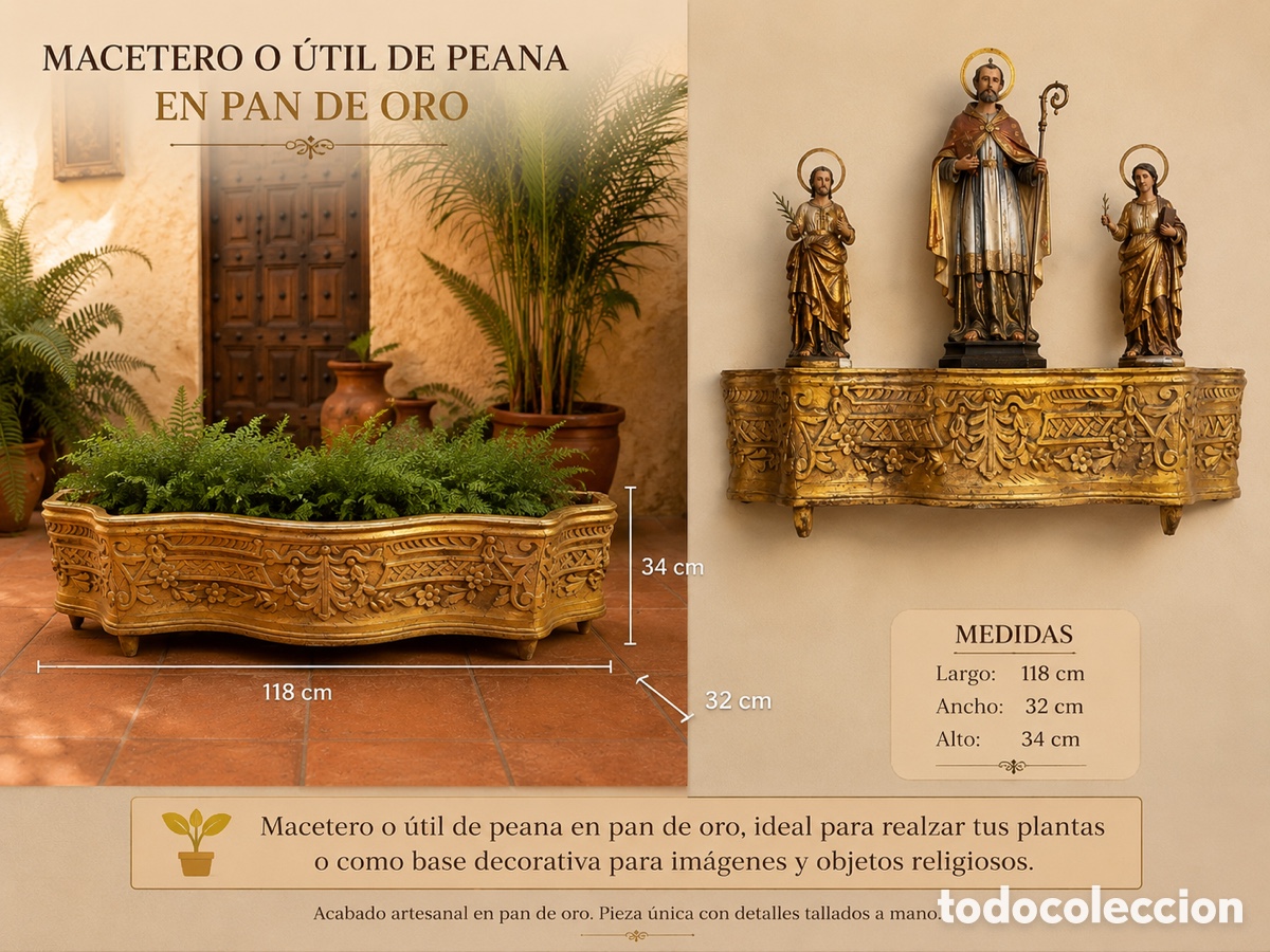 Antig&uuml;edades: Jardinera de pan de oro siglo XIX - Foto 1