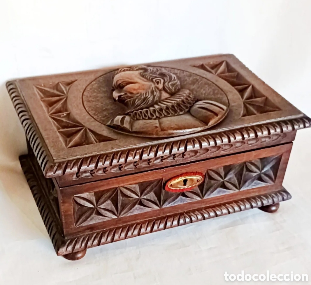 Antiguidades: CAJA DE MADERA ANTIGUA - ARQUETA DE MADERA TALLADA ANTIGUA