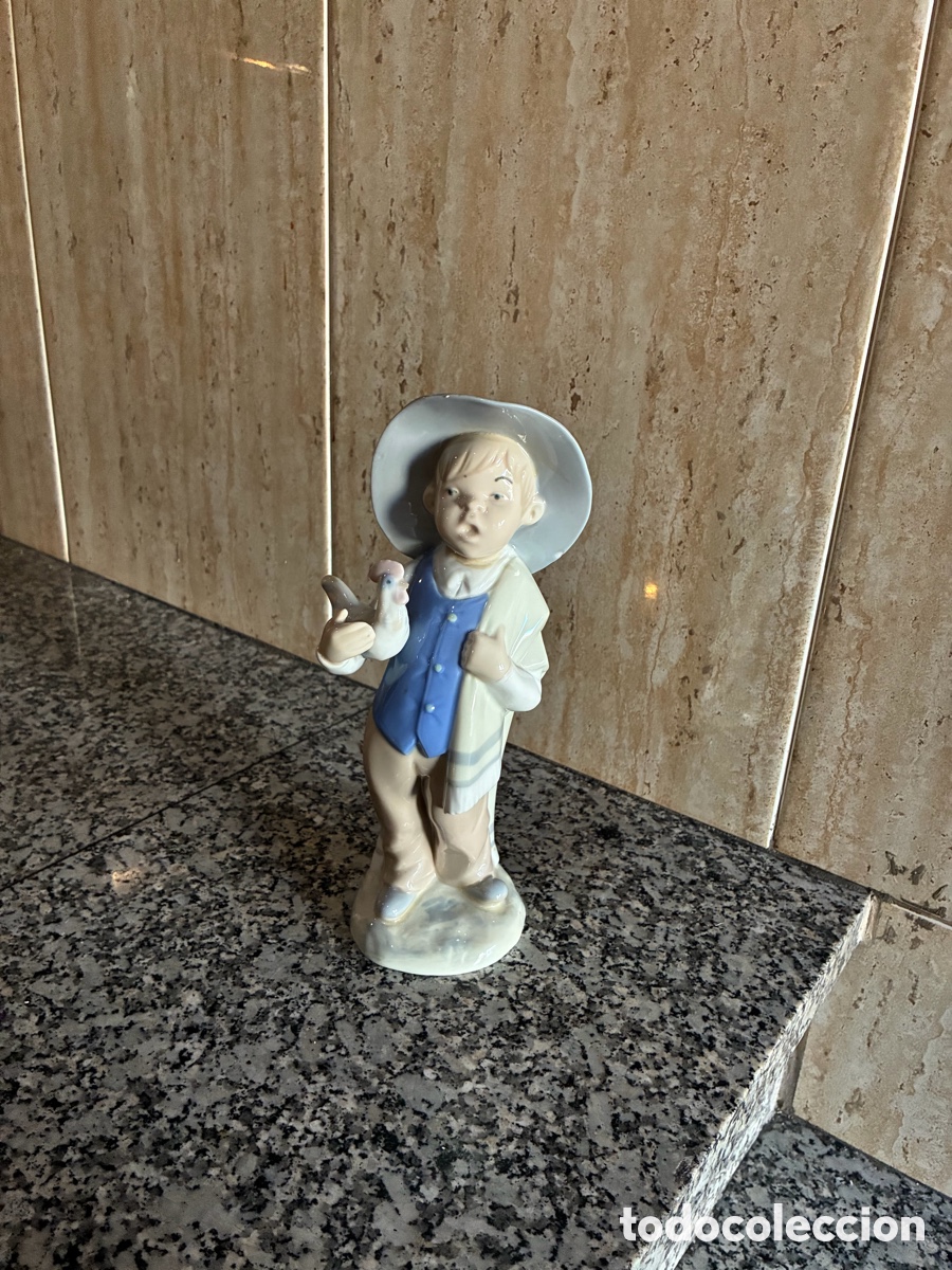 Antiguidades: Figura de porcelana Casades - Joven segador con botijo y hoz - Made in Spain - Vintage