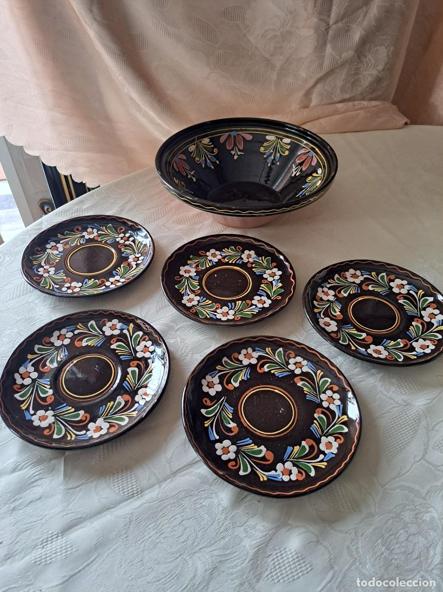 Antig&uuml;edades: Servicio para servir de barro cocido vidriado pintado a mano. S&aacute;rospatak (Hungr&iacute;a)
