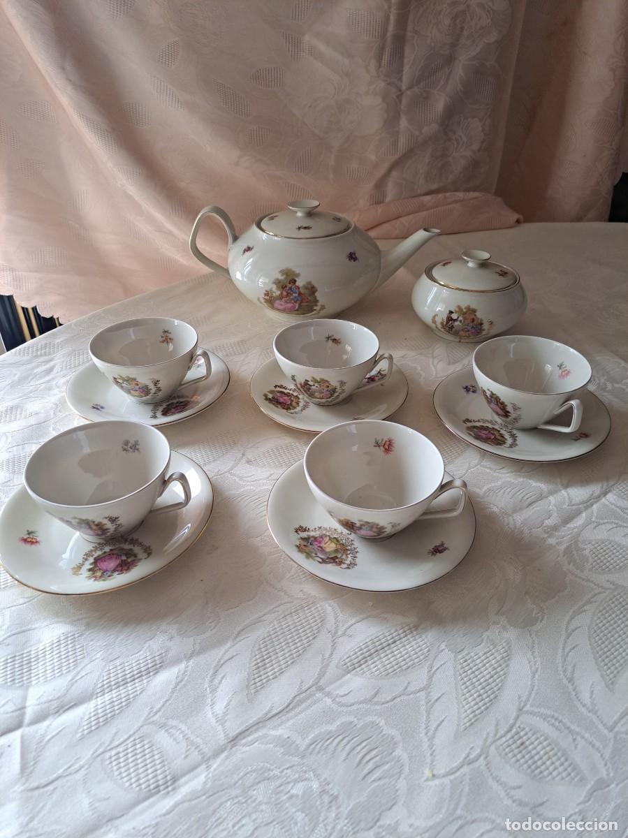Antig&uuml;edades: Bonito servicio de t&eacute; de porcelana Thierstein-Schwarzenhammer Bavaria, im&aacute;genes rom&aacute;nticas Fragonard
