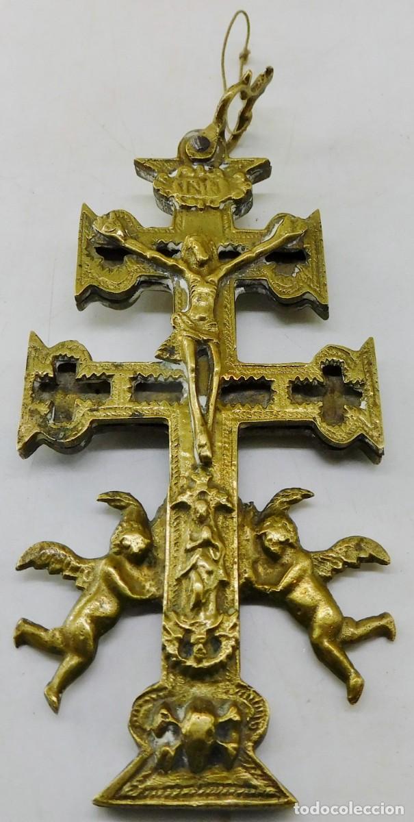 Antig&uuml;edades: ANTIGUA CRUZ DE CARAVACA EXCEPCIONAL EN BRONCE DORADO