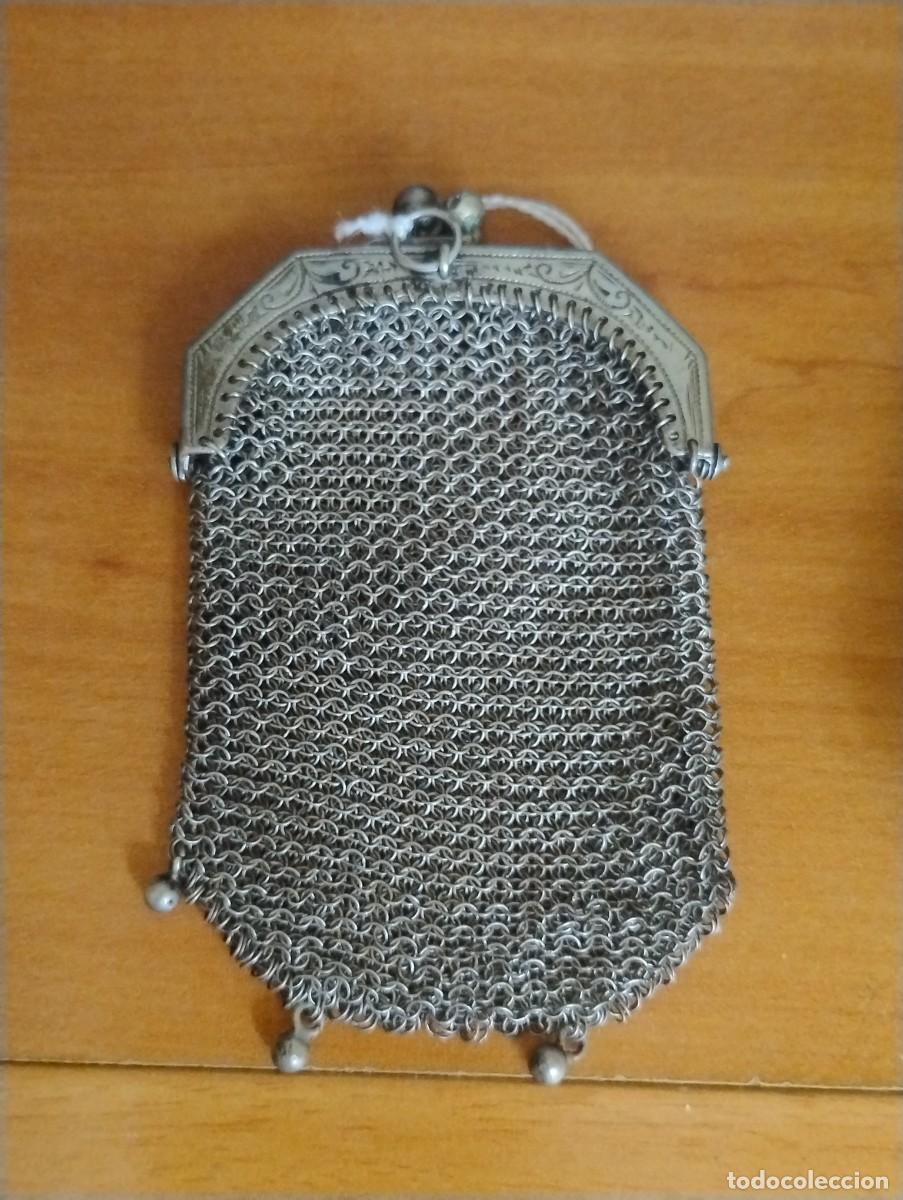 Antiquit&auml;ten: BOLSO ANTIGUO DE MALLA EN METAL PLATEADO. PRINCIPIOS S.XX