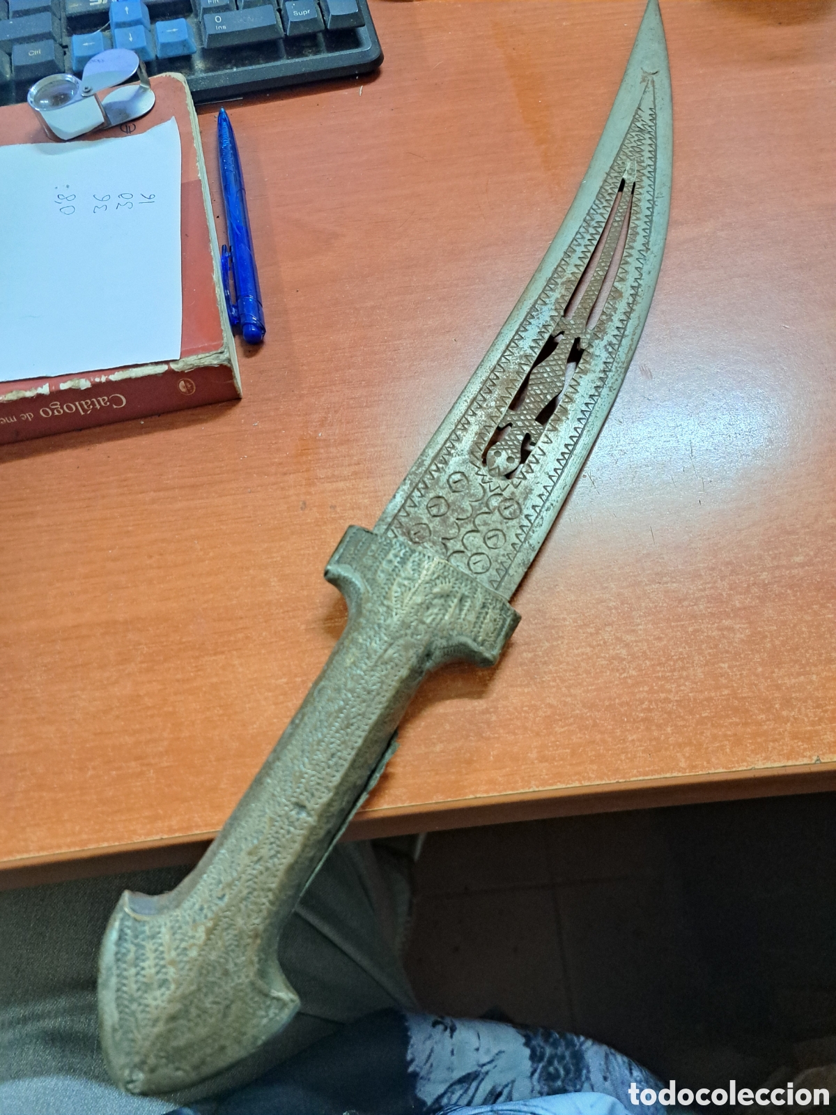 Antig&uuml;edades: Cuchillo espada de 51 cms republica del Congo finales siglo XIX pueblo Azade o Mangbetu