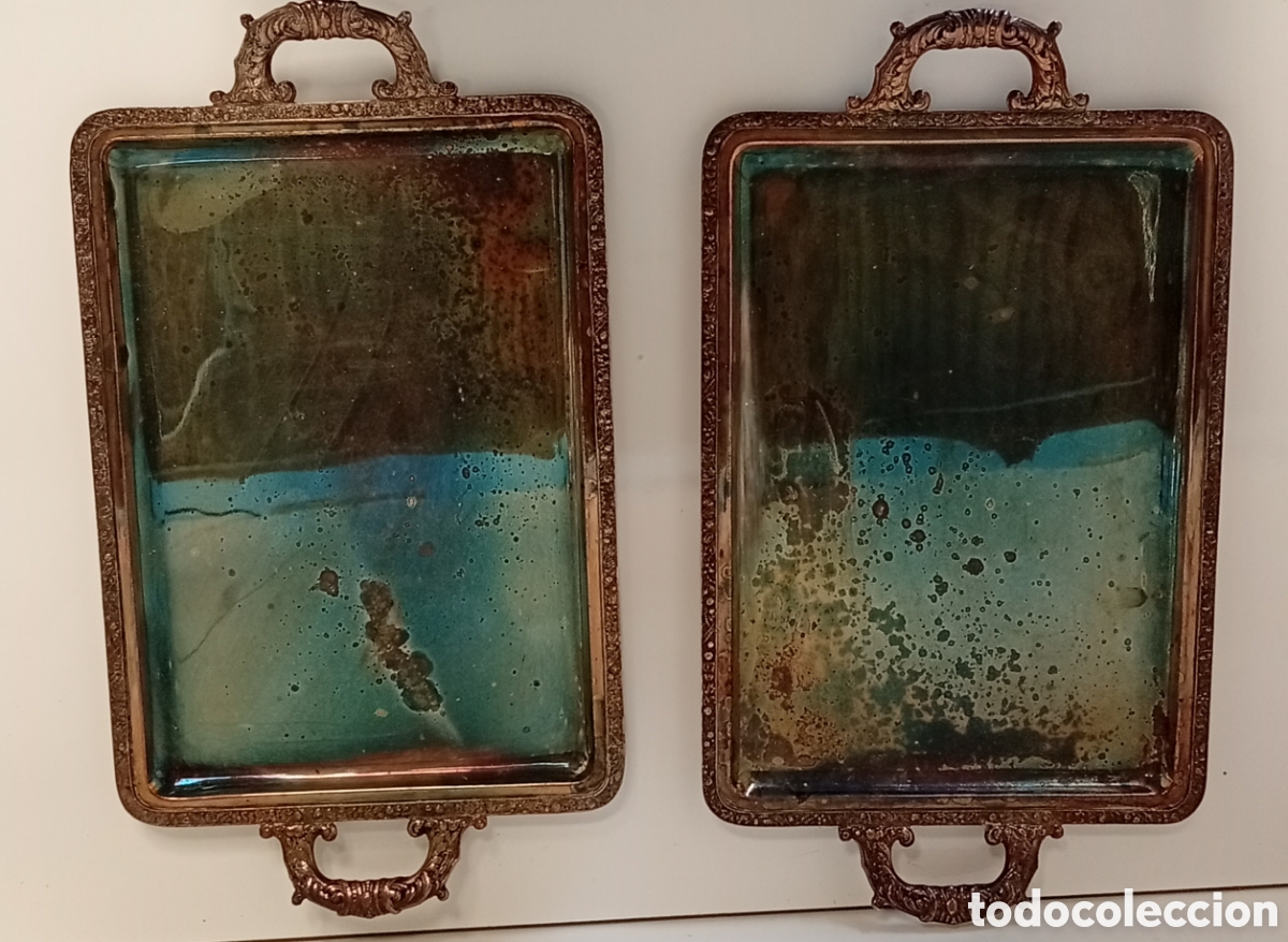 Antig&uuml;edades: BANDEJAS RECTANGULAR ANTIGUA METAL PLATEADO